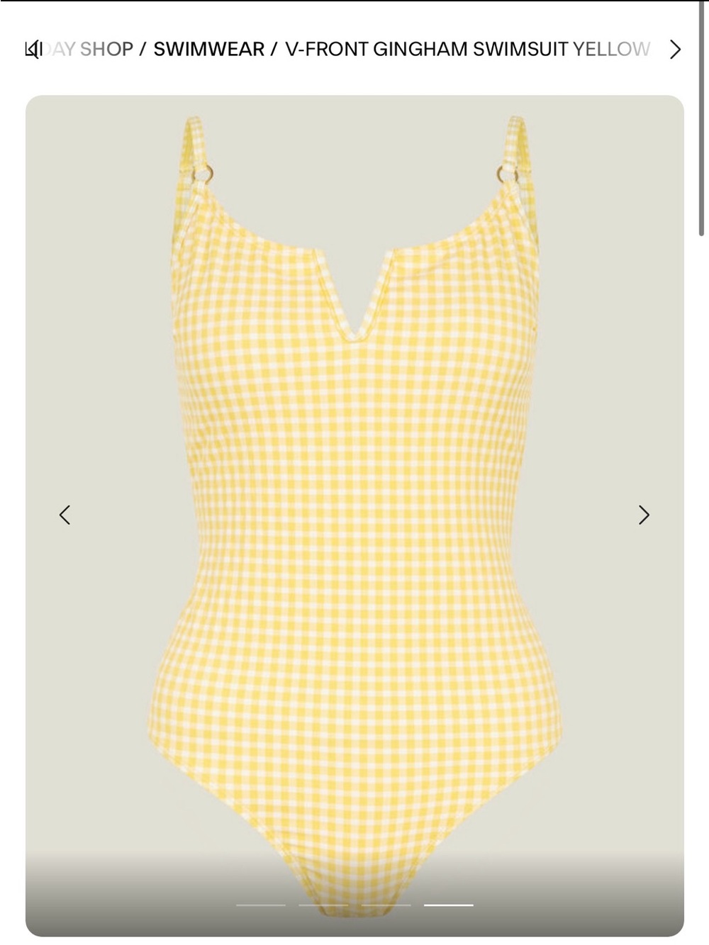 NWT Yellow Gingham V-Front One-Piece Swimsuit